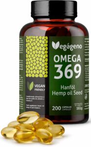 Vegageno OMEGA 3 6 9 Capsules Haute Concentration OMEGA 3 Vegan 200 Capsules Avec Vitamine