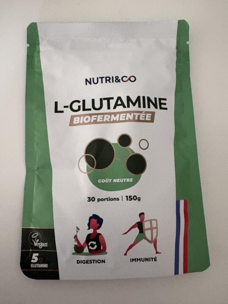 Sachet de L-Glutamine de la marque Nutri&Co, face avant.
