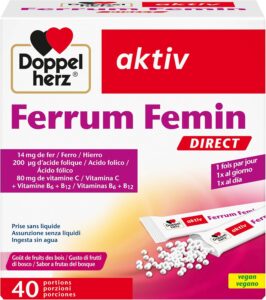 Doppelherz Ferrum Femin, Complément Alimentaire au Fer, 40 sachets