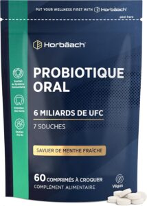 Probiotique Oral Flore Buccale | 60 Comprimés Végan à Croquer | Saveur Menthe | Complément
