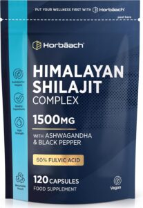 Shilajit Pure Himalaya 1500 mg | 60% Acides Fulviques | 120 Gélules Vegan | Complément Ali