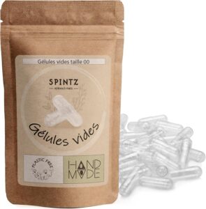 SPINTZ Gélules vides végétaliennes HPMC taille 00 (500 gélules) | Testé en laboratoire ind