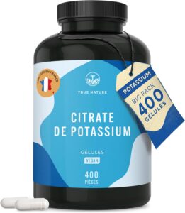 TRUE NATURE Citrate de Potassium 2.222 mg | 400 Gélules pour 200 jours