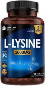 L-Lysine Comprimés 2000mg, 120, Cure de 2 Mois - Acide Aminé Essentiel