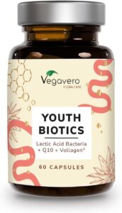 Complément Peau avec Probiotiques | Acide Hyaluronique, Collagène, Q10 | Anti Age + Antiox