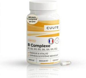 CUURE - B Complexe - 8 vitamines B - Pyridoxine 1,4 mg - 180 Comprimés