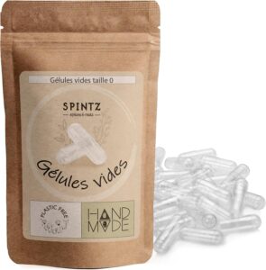 SPINTZ Gélules vides végétaliennes HPMC taille 0 (250 gélules) | Testé en laboratoire indé