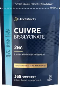 Cuivre Bisglycinate 2mg | 365 Comprimés Vegan Pour 1 An | Complément Alimentaire Hautement
