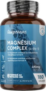 Magnesium Complex 490mg Magnesium Bisglycinate, Taurate, Malate et Citrate