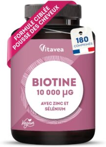 Biotine 10 000µg avec Sélénium & Zinc - Cheveux & Ongles - 180 comprimés