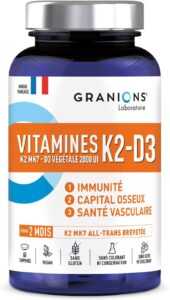 Vitamine D3 K2 Mk7 Granions - Santé Os Et Immunité - 60 Comprimés Vegan
