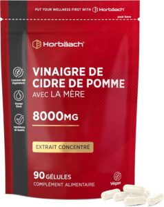 Vinaigre de Cidre de Pomme en Gélules 8000mg par Portion Journalière | Avec la Mère | 90 C