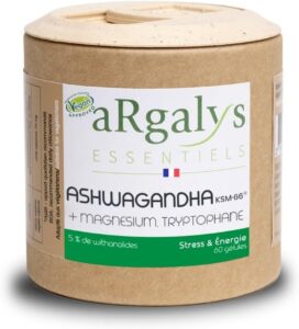 Ashwagandha Breveté KSM-66™ - Extra fort : 5% withanolides, + Magnésium & Tryptophane, Ant