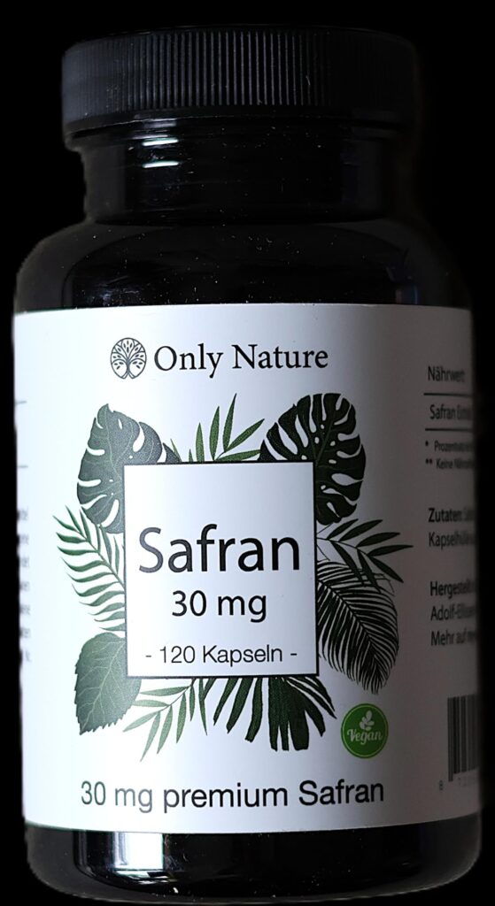 La bouteille Only Nature Safrant 30 mg de face, sur fond noir.