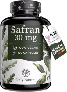 Safran Gélules 30 mg Affron® – 120 Gélules Vegan – Extrait de Safran 10:1 Crocus Sativus –
