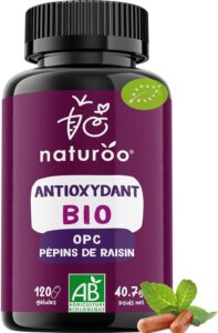 Antioxydant (120 gélules - 2 à 4 mois) BlO | 70% d'OPC | Extrait de Pépins de Raisin | Pre