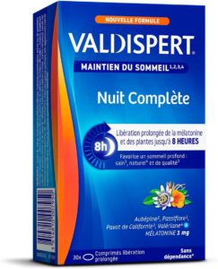 VALDISPERT- Nuit Complète - Maintien du Sommeil - Mélatonine et plantes - Libération prolo