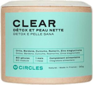 Circles CLEAR Peau Cheveux Ongles - Complément Zinc + Bardane Ortie Romarin Curcuma - Déto