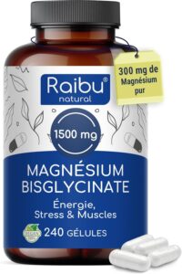 Magnésium Bisglycinate - 240 gélules, 300 mg de magnésium élémentaire par portion - Stress