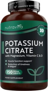 Nutravita Potassium Citrate 525 mg avec Vitamine C - 150 Comprimés Végan