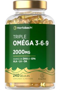 Oméga 3 6 9 2000mg | 240 Capsules | Source de DHA et d’EPA | à base d’huile de poisson et