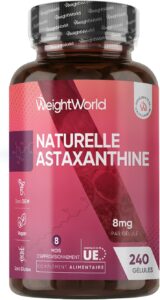 Astaxanthine Naturelle, 240 Gélules Molles Vegan pour 8 Mois, Issue d'Algue Marine Haemato