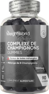 Mushroom Complex 2500mg Mélange de 8 Champignons - 90 Gummies Vegan aux Baies Mélangées -