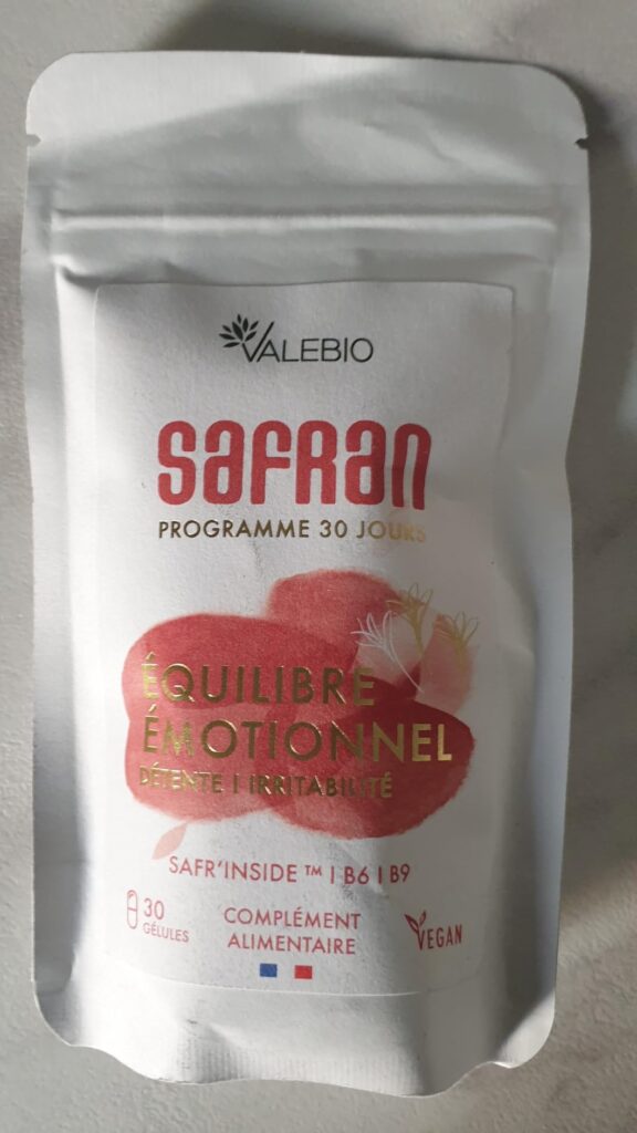 Sachet de compléments alimentaires au safran, face avant