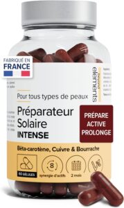 Préparateur Solaire 3en1, 8 Actifs - Active & Prolonge le Bronzage - 2 Mois