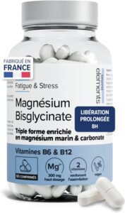Magnésium Bisglycinate Enrichi en Marin & Carbonate - Avec Vitamines B6&B12