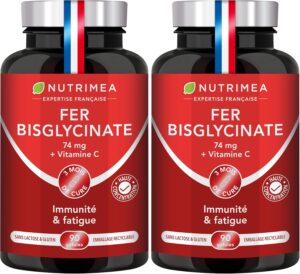 FER Bisglycinate + Vitamine C - 14 mg de Fer/Gélule - Procure 100% des Besoins Journaliers