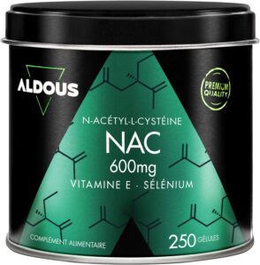 NAC N acetyl cysteine 600mg - 250 gélules - Vitamine E + Selenium (+8 mois)